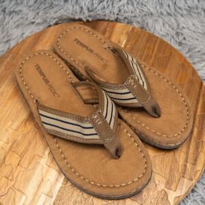 Men's Tempur-Pedic 'Braxton' Charcoal Tan Thong Sandals Sz 10M